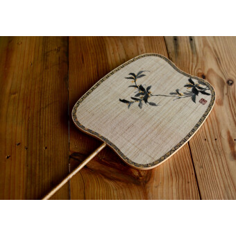 手工刺绣国家级非遗夏布绣宫扇《桂花》