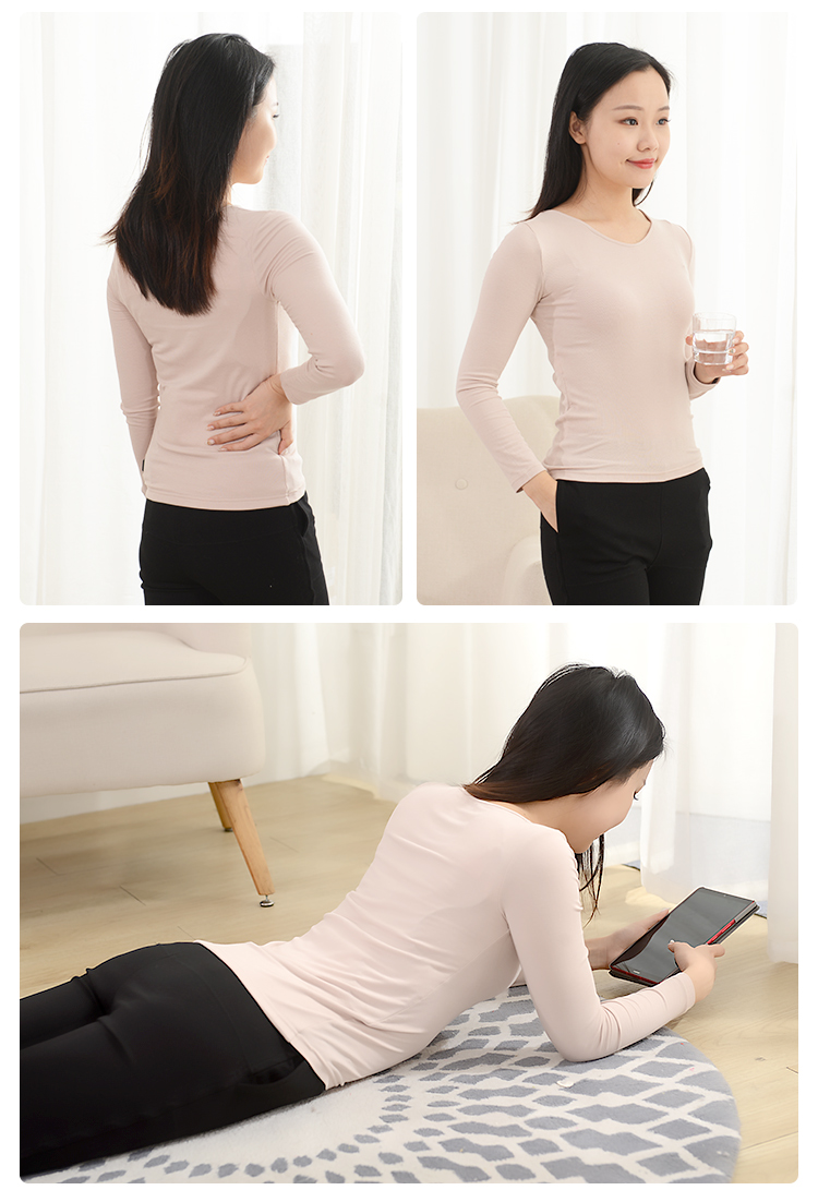 元然石墨烯发热保暖内衣冬季紧身纯棉秋衣内穿打底衫美体单件上衣